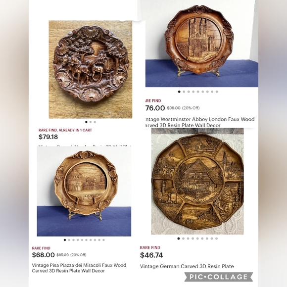 Mid Century "Matterhorn Zermatt Cervin" Carved 3D Resin Faux Wood Wall Art - Picture 11 of 15